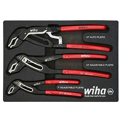 Wiha Classic Grip V-Jaw Tongue And Groove Pliers Tray Set (3 Piece Set)