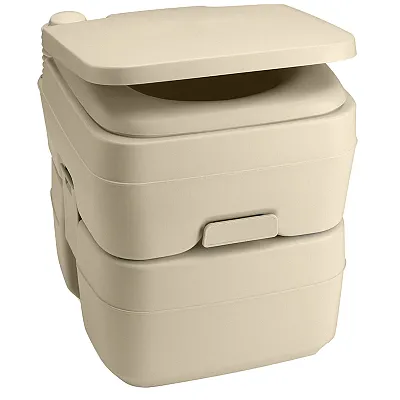 Dometic&trade; 965 Portable Toilet w/Mounting Brackets- 5 Gallon - Parchment