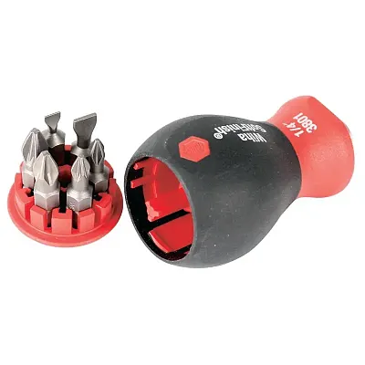 Wiha 6-In-1 Stubby Bit Holder: Slotted/Phillips/Pozidriv Set (7 Piece Set)