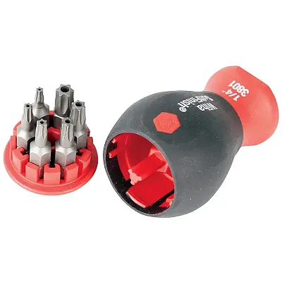 Wiha Stubby Softfinish Cushion Grip Bit Holder &#039;Security Torx&#039; - 6 Bits