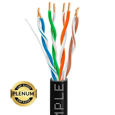 Cmple Cat5E Plenum (Cmp) Cable, 1000Ft, 24Awg 4 Pair Solid Bare Copper, 350Mhz, 
