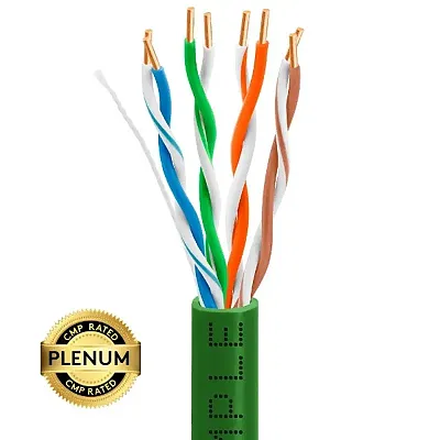 Cmple Cat5E Plenum (Cmp) Cable, 1000Ft, 24Awg 4 Pair Solid Bare Copper, 350Mhz, 
