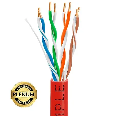 Cmple Cat5E Plenum (Cmp) Cable, 1000Ft, 24Awg 4 Pair Solid Bare Copper, 350Mhz, 