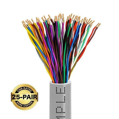 Cmple 25 Pair Cat5/Cat3 Riser (Cmr) Ethernet Cable, 24Awg Solid Bare Copper, Utp
