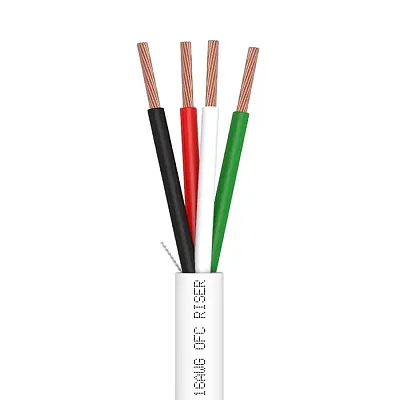 Cmple Speaker Wire 16Awg 4C 500Ft White | Cl3R, Ofc | Bare Copper 4039-N