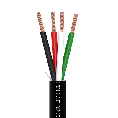 Cmple Speaker Wire 14Awg 4C 500Ft Black | Cl3R, Ofc | Bare Copper 4046-N
