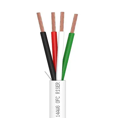 Cmple Speaker Wire 14Awg 4C 500Ft White | Cl3R, Ofc | Bare Copper 4047-N