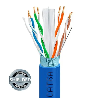 Cmple 1000Ft Cat 6A Riser Ethernet Cable Blue | Shielded | Cmr, Ftp, 23Awg 4049-