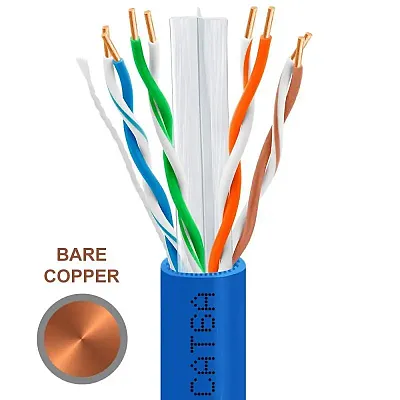 Cmple 1000Ft Cat 6A Riser Ethernet Cable Blue | 10G, Cmr, 23Awg | Bare Copper 40