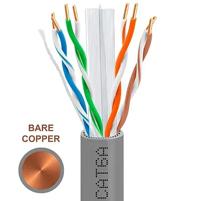 Cmple 1000Ft Cat 6A Riser Ethernet Cable Gray | 10G, Cmr, 23Awg | Bare Copper 40