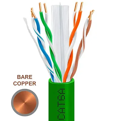Cmple 1000Ft Cat 6A Riser Ethernet Cable Green | 10G, Cmr, 23Awg | Bare Copper 4