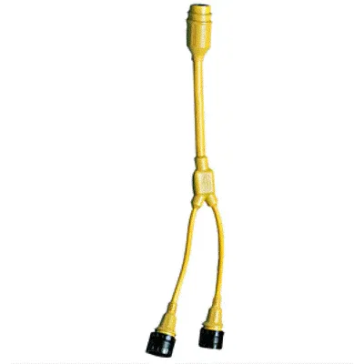 Marinco Y-Adapter, 2-30A 125V Locking to 50A 125/250V Locking