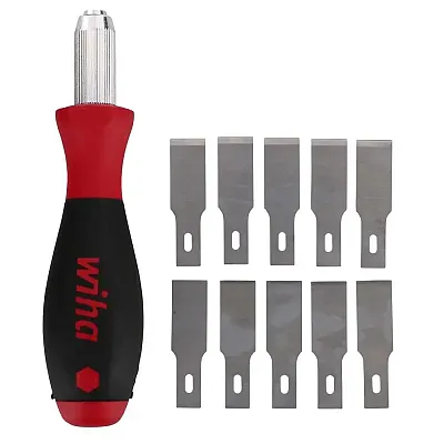 Wiha Universal Razor Edged Scraper Softfinish Handle With Replacement Blades (11