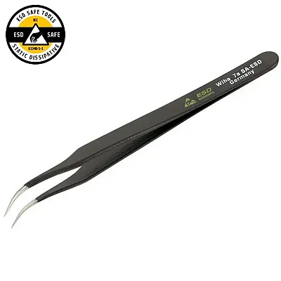 Wiha Esd Safe Tweezers 7A Sa - Curved Extra Fine 120Mm