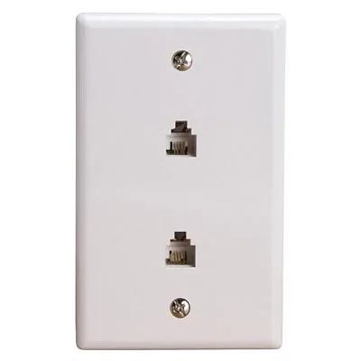 Cmple 463-N Wall Plate Jacks 6P4C Double White