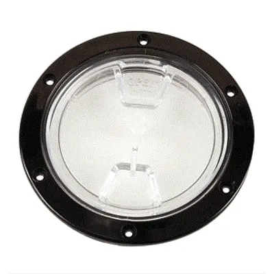 Beckson 4" Clear Center Screw Out Deck Plate - Black