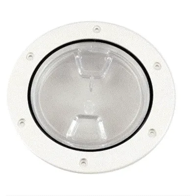 Beckson 4" Clear Center Screw-Out Deck Plate - White