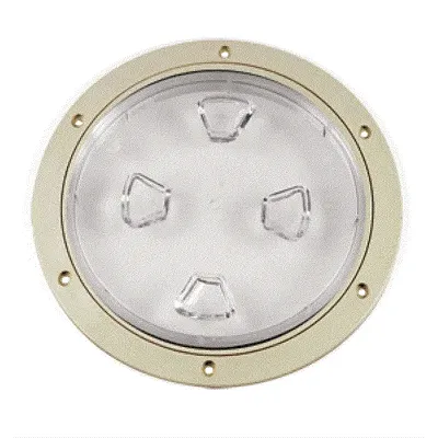 Beckson 8" Clear Center Screw-Out Deck Plate - Beige