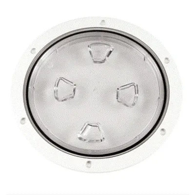 Beckson 8&quot; Clear Center Screw-Out Deck Plate - White