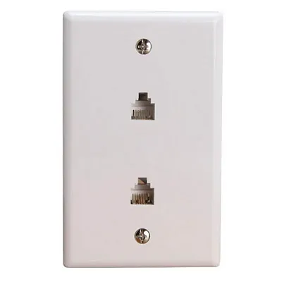 Cmple 467-N Wall Plate Jacks 6P6C Double White