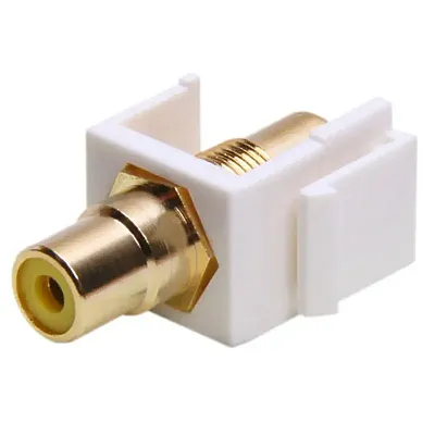 Cmple 479-N Keystone Jack - Modular RCA w/Yellow Center (White)