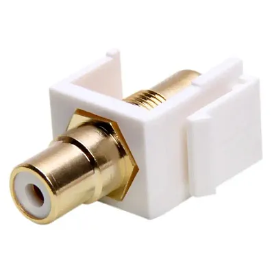 Cmple 484-N Keystone Jack - Modular RCA w/White Center (White)