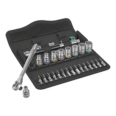 Wera Metric 1/4&quot; Drive Metal Ratchet Set With Push-Through Square (28 Piece Set)