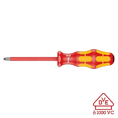 Wera Vde Insulated Screwdriver: Pozidriv Pz #2 X 100Mm With Lasertip