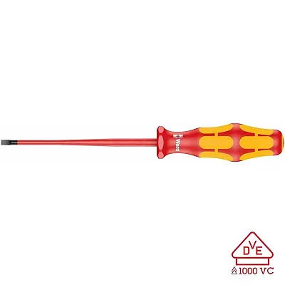 Wera Vde Insulated Screwdriver: Slotted 3.5Mm (With Reduced Blade Diameter)
