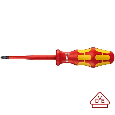 Wera Vde Insulated Reduced Blade Diameter Screwdriver: Ph/S #2 X 100Mm (Phillips