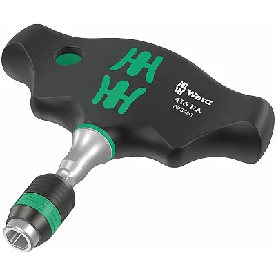 Wera T-Handle Bitholding Screwdriver With Ratchet Function - Rapidaptor Quick-Re
