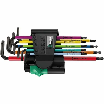 Wera Tx Bo Multicolour L-Key Set For Tamper-Proof Torx Screws - Blacklaser (9 Pi
