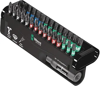 Wera Bit-Check 30 &quot;Impact Ready&quot; Diamond Coated Tips (30-Piece Set)