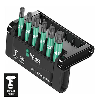 Wera 1/4??? Drive Torx Impact Bit Set And Carrying Case (6 Piece)