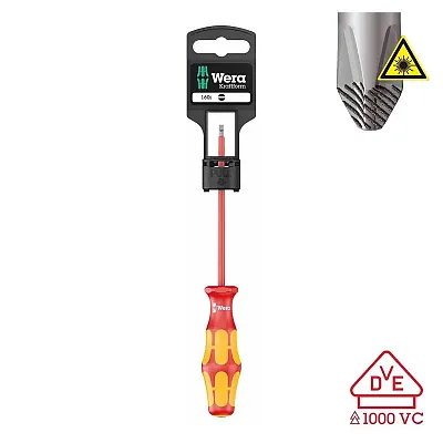 Wera Vde Insulated Screwdriver: Slotted 3Mm X 100Mm (On Hang-Tag With Lasertip)