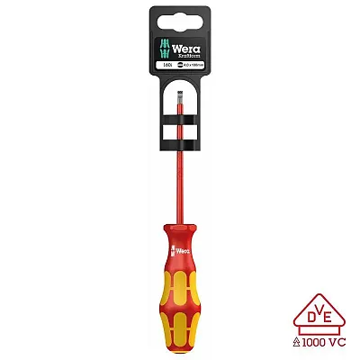 Wera Screwdriver: Vde Insulated Slotted 0.8X4X100 Mm (On Hang-Tag)