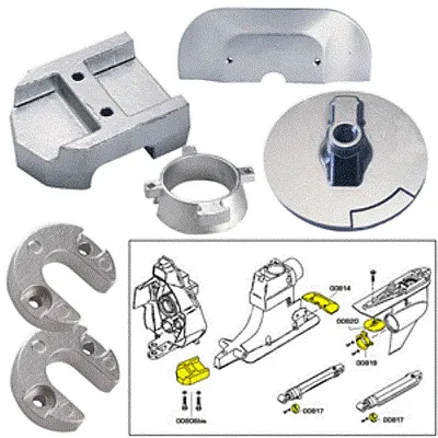 Tecnoseal Anode Kit w/Hardware - Mercury Alpha 1 Gen 2 - Aluminu