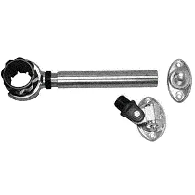 Rupp Threaded Antenna Support w/6&quot; Flat Mount, Oval 4-Way Base &