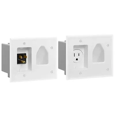 Cmple Datacomm 45-0023-Wh Recessed Pro Power Kit With Straight B