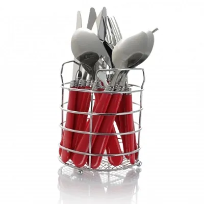 Gibson Sensations II 16 Piece Stainless Steel Flatware Set with Red Handles and