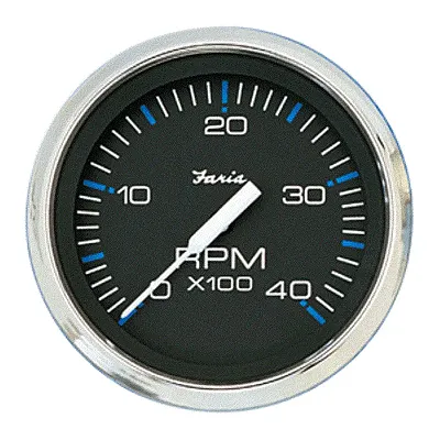 Faria Chesapeake Black SS 4" Tachometer - 4,000 RPM (Diesel - Me