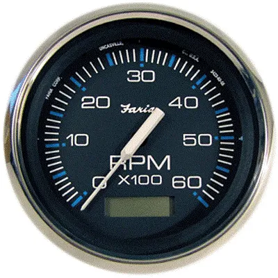 Faria Chesapeake Black SS 4&quot; Tachometer w/Hourmeter - 6,000 RPM 