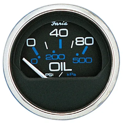 Faria Chesapeake Black SS 2" Oil Pressure Gauge - 80 PSI