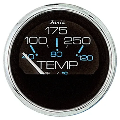 Faria Chesapeake Black SS 2" Water Temperature Gauge (100-250