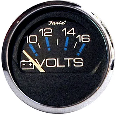 Faria Chesapeake Black SS 2&quot; Voltmeter (10-16 VDC)