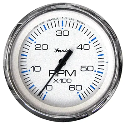 Faria Chesapeake White SS 4&quot; Tachometer - 6,000 RPM (Gas - Inboa
