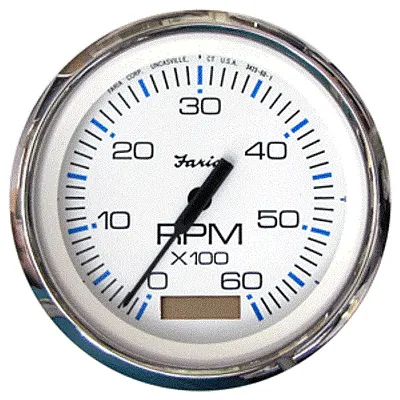Faria Chesapeake White SS 4&quot; Tachometer w/Hourmeter - 6,000 RPM 