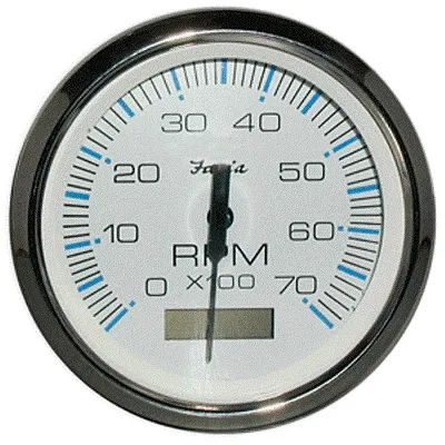 Faria Chesapeake White SS 4&quot; Tachometer w/Hourmeter - 7,000 RPM 