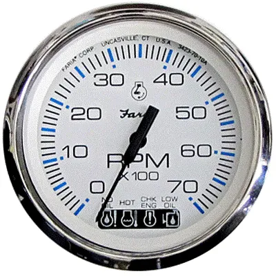 Faria Chesapeake White SS 4&quot; Tachometer w/Systemcheck Indicator 
