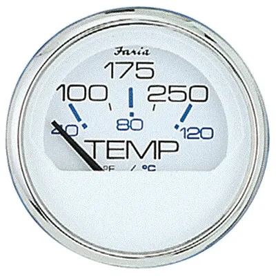 Faria Chesapeake White SS 2" Water Temperature Gauge (100-250